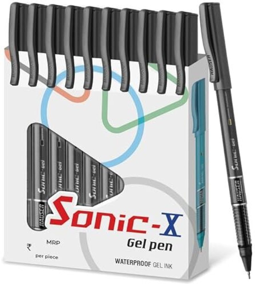  HAUSER SONIC Gel Pens, 0.55 MM Black Ink Pens, 10 Pc