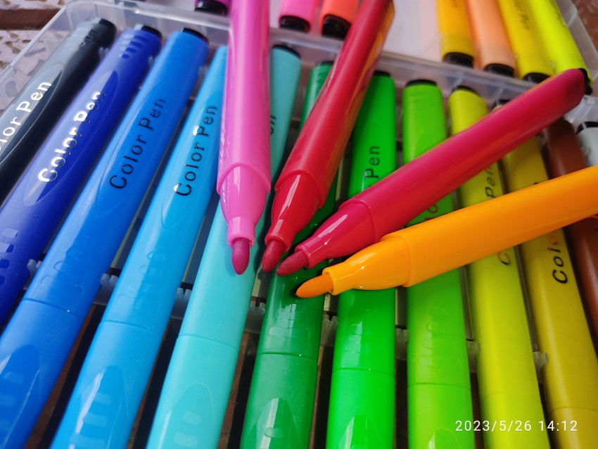 Pulsbery Art Markers Colour Sketch Pens - 48 Set Washable  Watercolor Pens Set Nib Sketch Pens with Washable Ink - Sketch pen For Kids