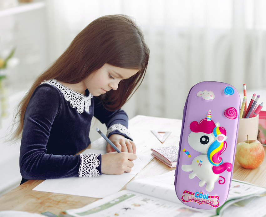 Unicorn pencil case with compartments on sale