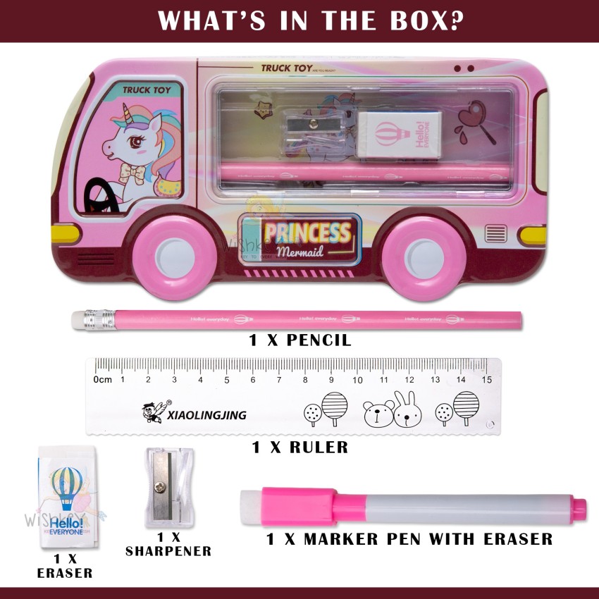 WISHKEY Cartoon Printed Metal Pencil Box for Kids,  Stationery Kit for Boys & Girls Unicorn Art Metal Pencil Box - Box