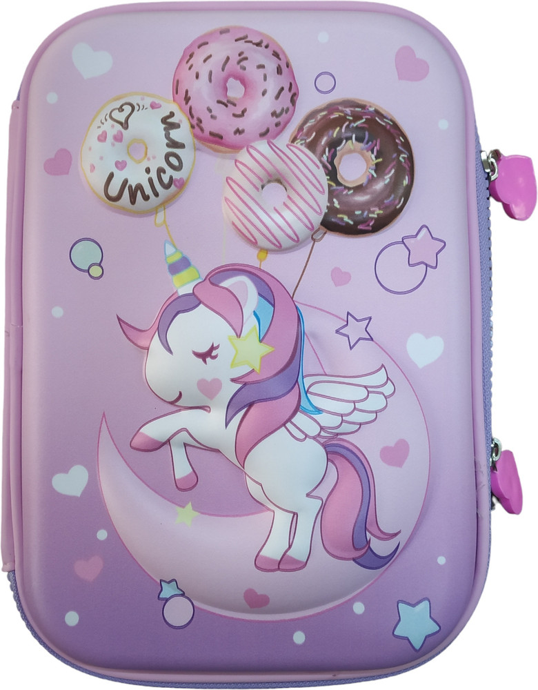 Flipkart radhey preet Pencil Pouch Unicorn Horse With Donut Balloons Art Plastic Pencil Boxes Pouch