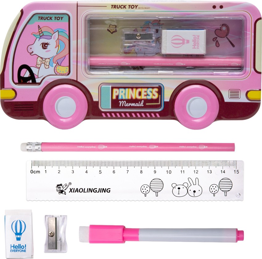 WISHKEY Cartoon Printed Metal Pencil Box for Kids,  Stationery Kit for Boys & Girls Unicorn Art Metal Pencil Box - Box