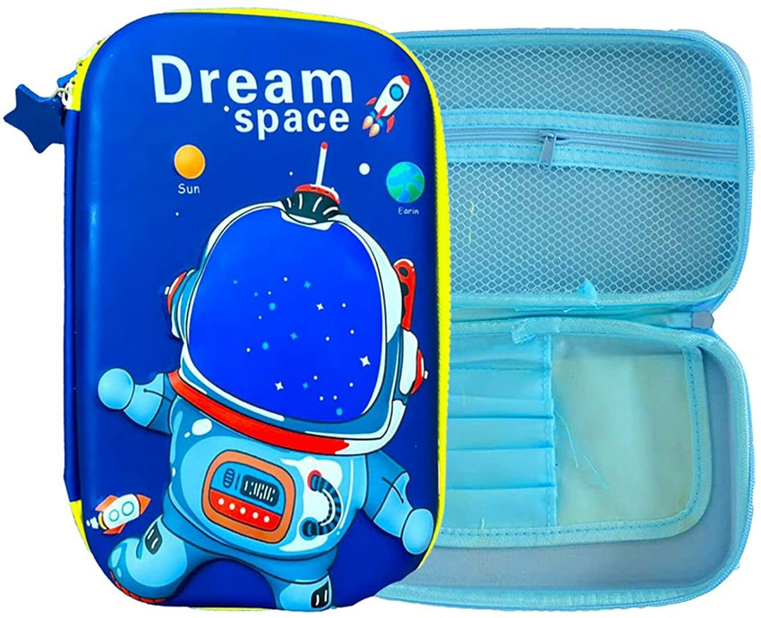 Neel 1Pcs Space Theme 3D Big Pencil Case Pouch School Stationery Large Capacity Big Pouch Multi Pocket Hard Pouch for Astronaut Geometry Box Birthday