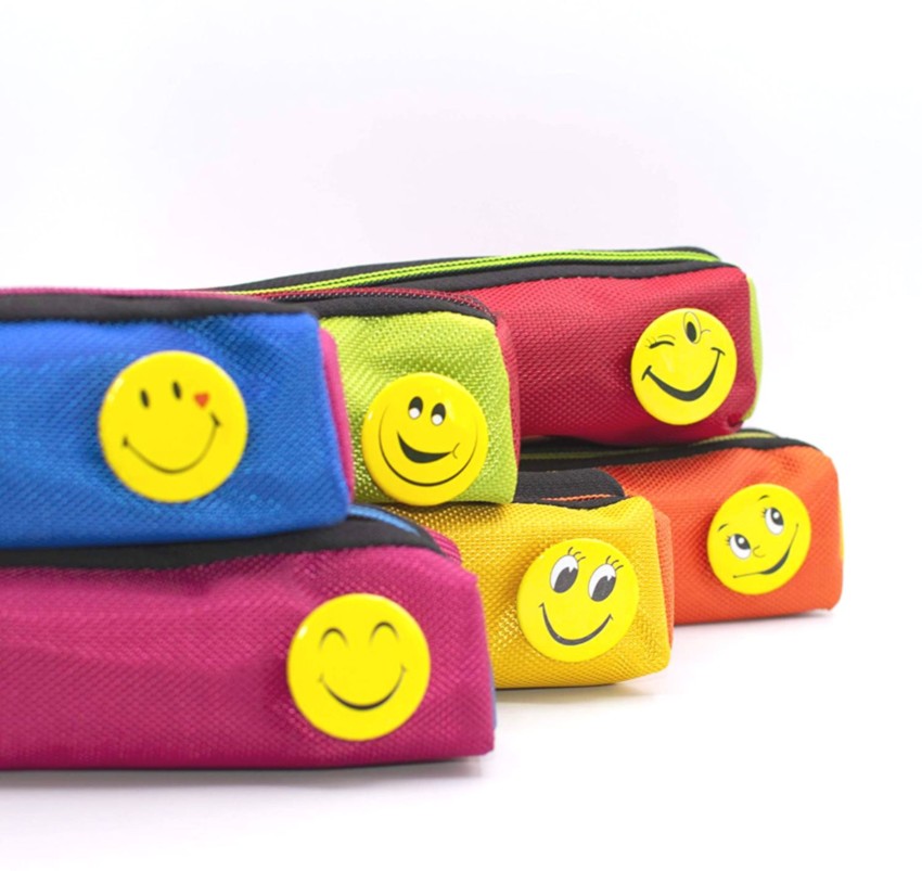 Sloies Smiley Pencil Pouch for Girls Boys School Students  College With Zipper NA Art Polyester Pencil Boxes - Pouch