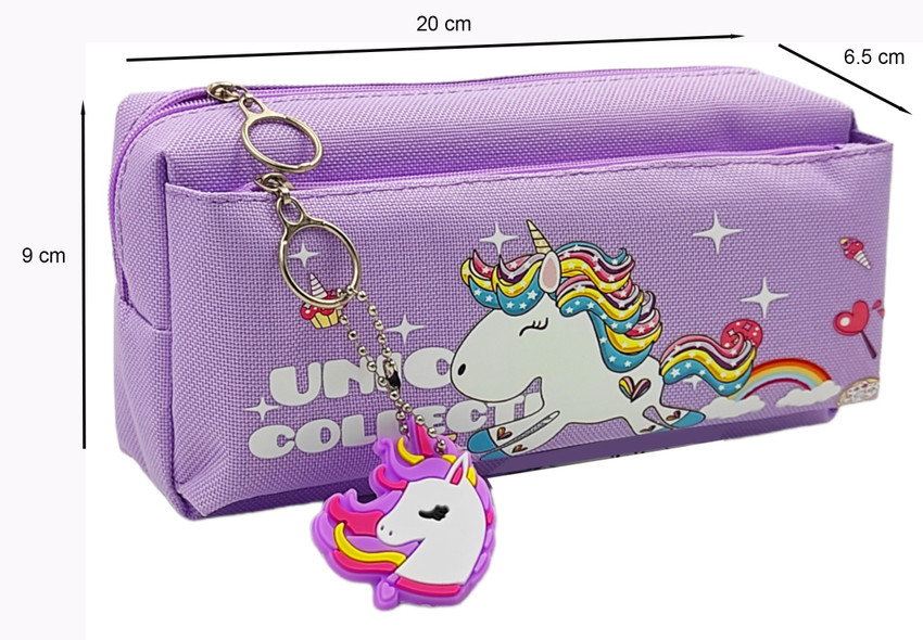 poksi Unicorn Pencil Pouch for Girls Boys Large Mesh Pockets Multipurpose Pouch for Kids Art Canvas Pencil Box