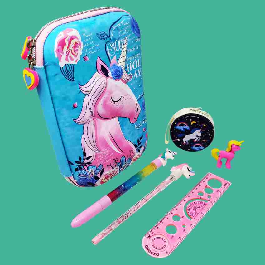 boombasket Unicorn Stationary Set for Girls - Unicorn Pencil box Diary  coloring combo - Metal Art Pencil Box Stationery Set 