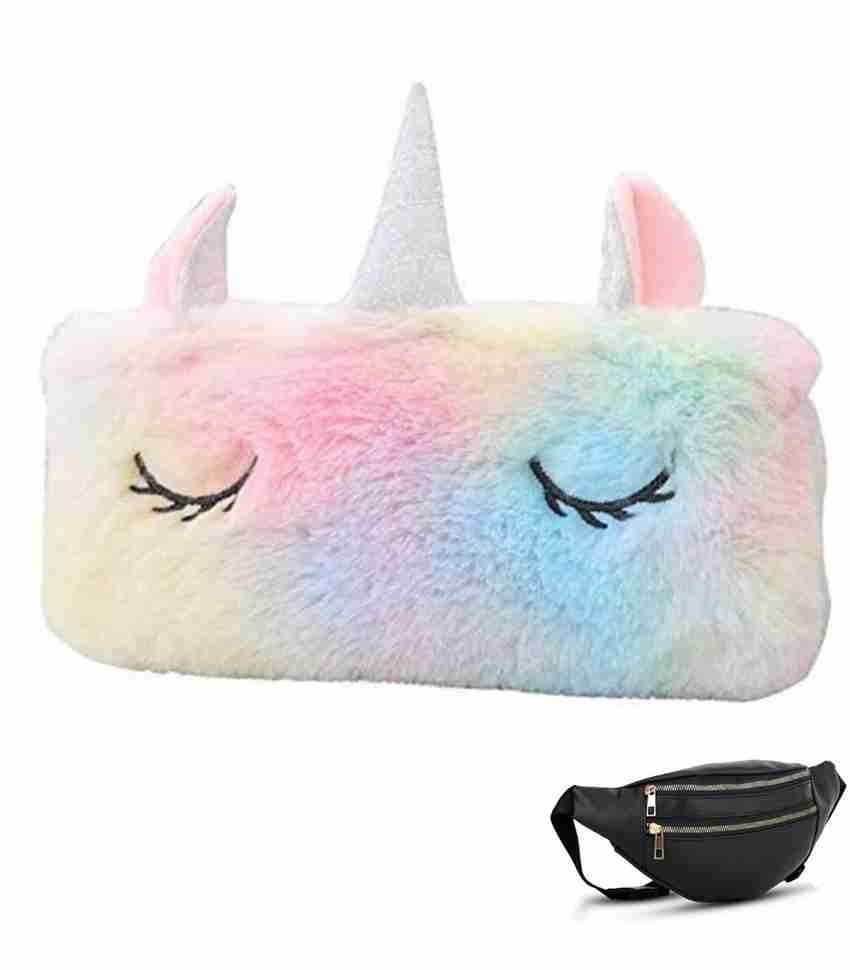 Flipkart GOVIND SONS STORE Plush Unicorn Fur Pouch for Girls School Pencil Pouch Pencil Cases for Girls Stationery Gift Office School Supplies Pack of 1pc Pencil Bags Unicorn Art Canvas Pencil