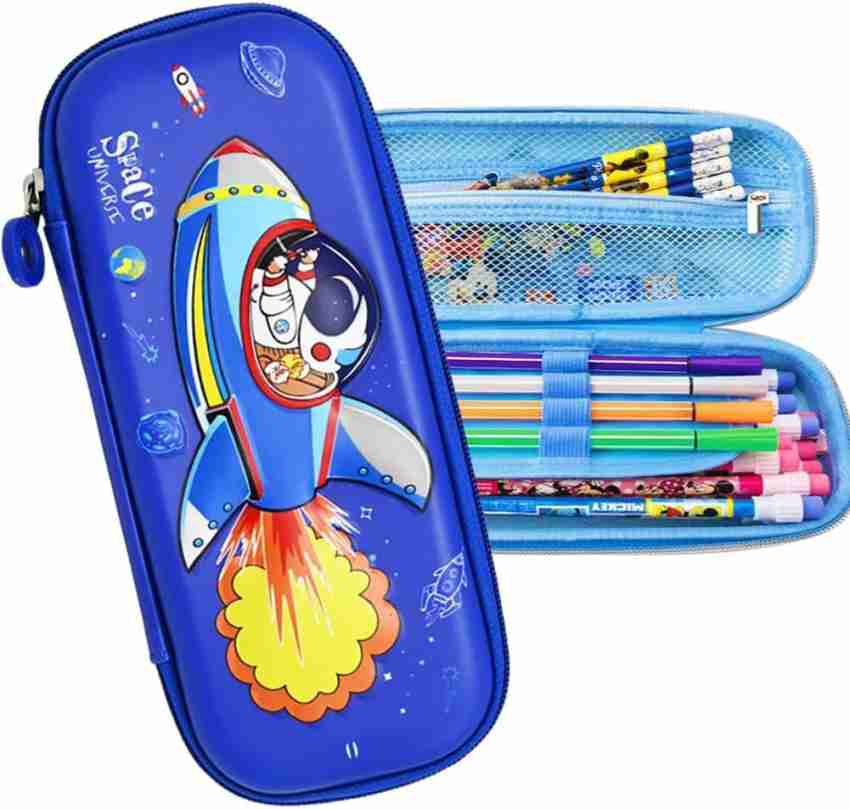 Neel 1Pcs Space Theme 3D Big Pencil Case Pouch School  Stationery Large Capacity Big Pouch Multi Pocket Hard Pouch for Astronaut  Geometry Box Birthday Return Gift Art Polyester Pencil Box 