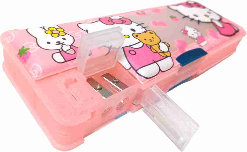 Hello Kitty 2-Sides Multi Pencil Case Pencil Sharpener In One Pink