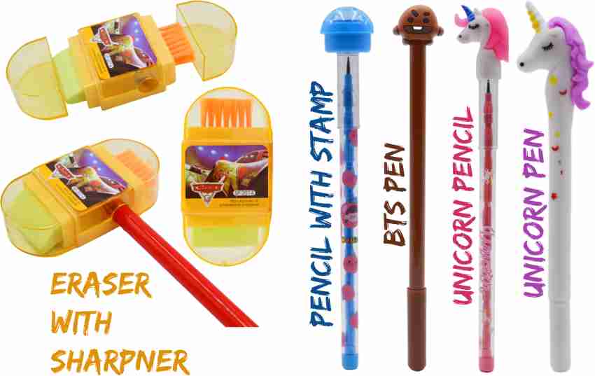 AMANVANI (Pack of 3 Items) Space Stationary Set for Girls Kids Unicorn  Pencil Box Pencil Sharpener