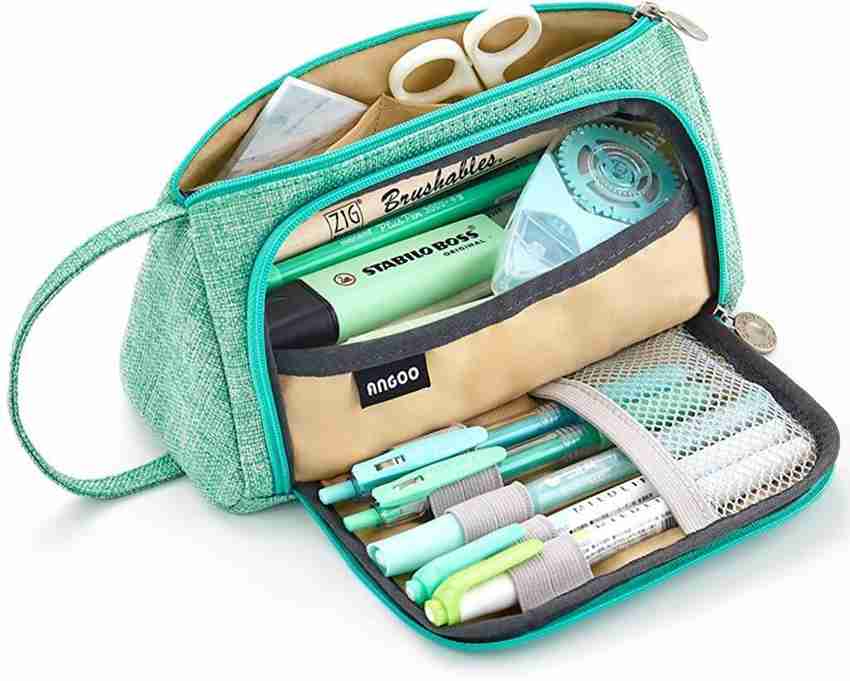 Flipkart Climberty 1 Big Capacity Pencil Pen Case Bag Pouch Holder for Middle High School Office College Girl Adult Large Storage Green Art Polyester Pencil Box Pouch