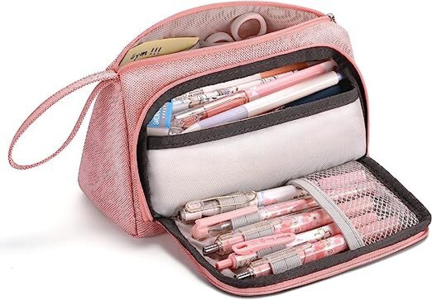 TREXEE Pencil Pouch Pink Large Capacity for Stationary  Aesthetic Pencil Case 0 Art Canvas Pencil Box - Pouch