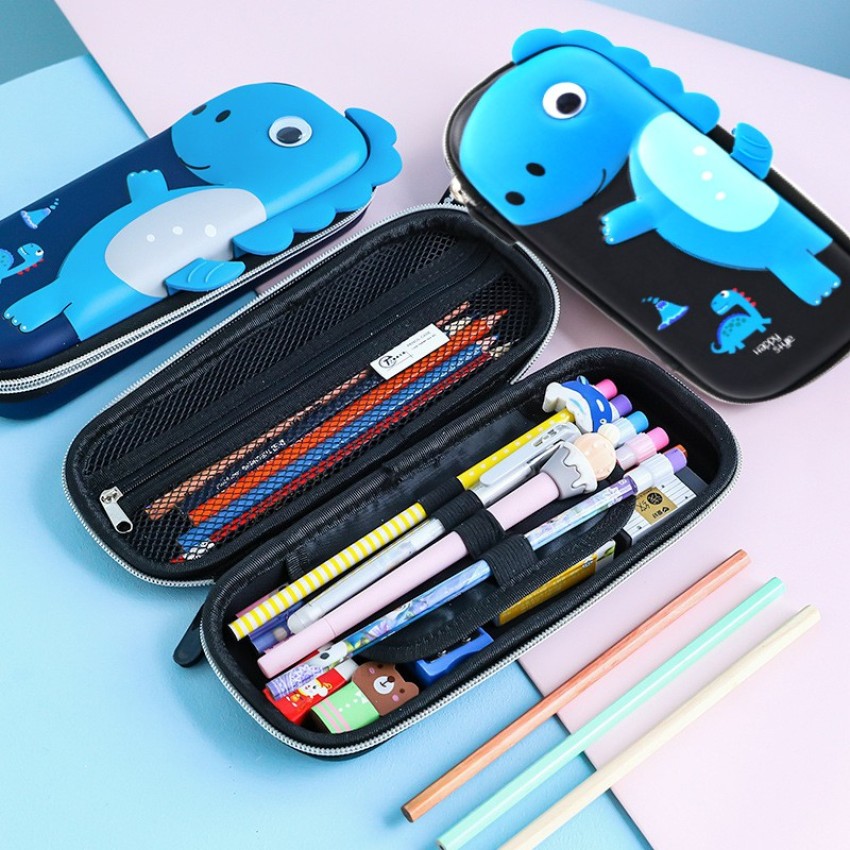 WISHKEY Cute Dino Pencil Pouch for Girls and Boys
