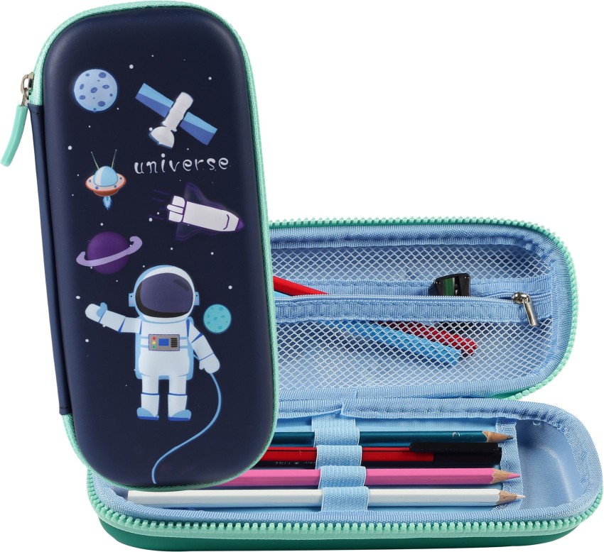 Pencil Case Large-capacity 3 Compartments Eco-friendly Cute Astronaut Pencil  Box for Students Pink EVA 