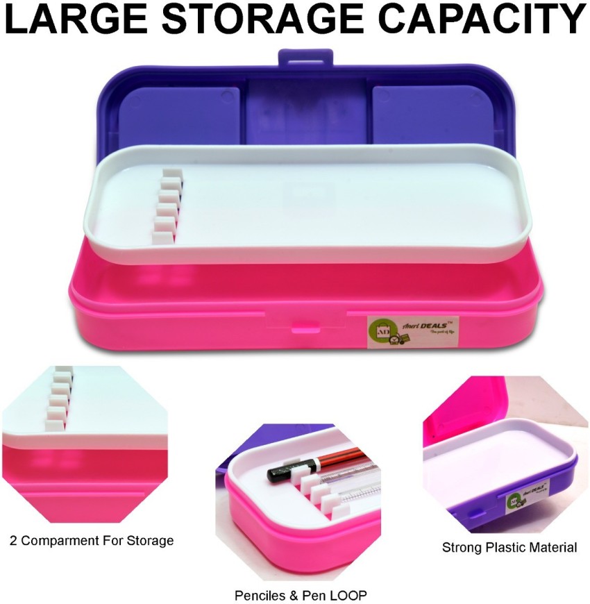 stackable plastic pencil case purple – Enday