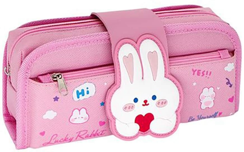 Party Propz Pink Pencil Case For Girls - Large Capacity  Pencil Pouches Designed Art Polyester Pencil Box 