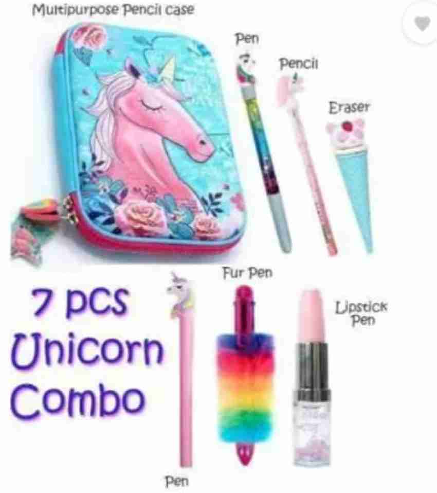 Stylish Unicorn Pencil Case With 2 Unicorn Gel Pens