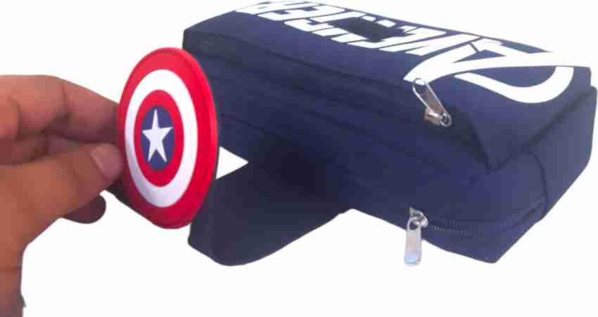 Captain America Character Single Zipper Blue Pencil Case