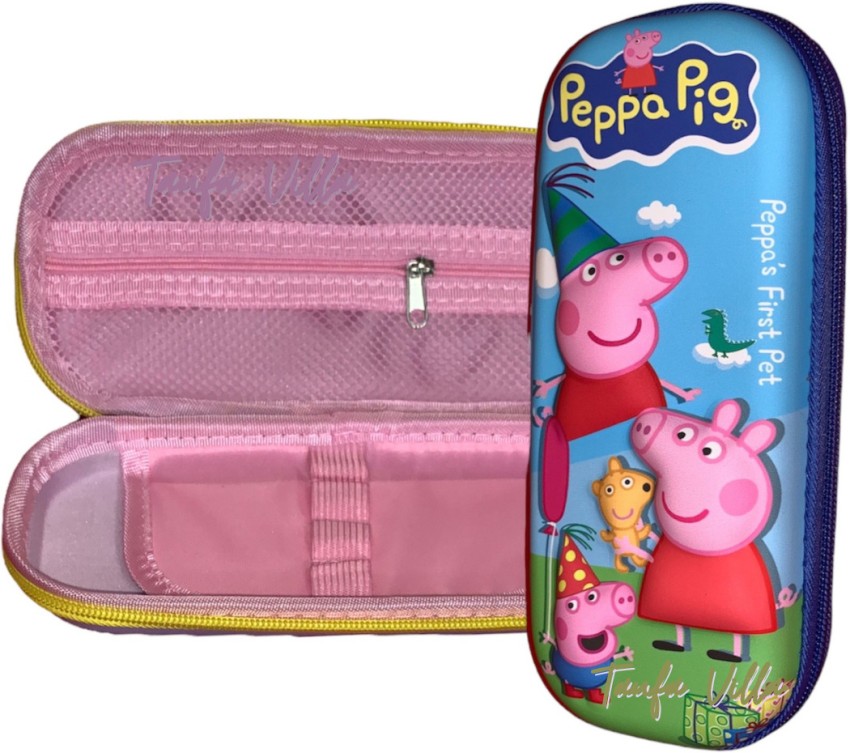 Taufa Villa Pencil Case for Kids Pencil Pouch with  Compartments for Kids Pencil Boxes Peppa Pig Art EVA Pencil Box 