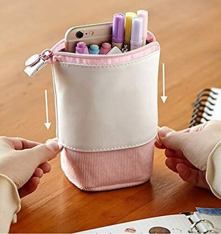 SYGA Standing Pencil Case Large Capacity Pen Bag, Polyester  Pencil Bag Storage Box Simple Art Polyester Pencil Box 