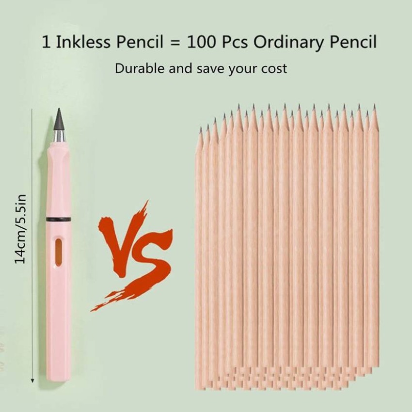 6Pcs Everlasting Pencil, Inkless Pencils Eternal with 6Pcs Nibs