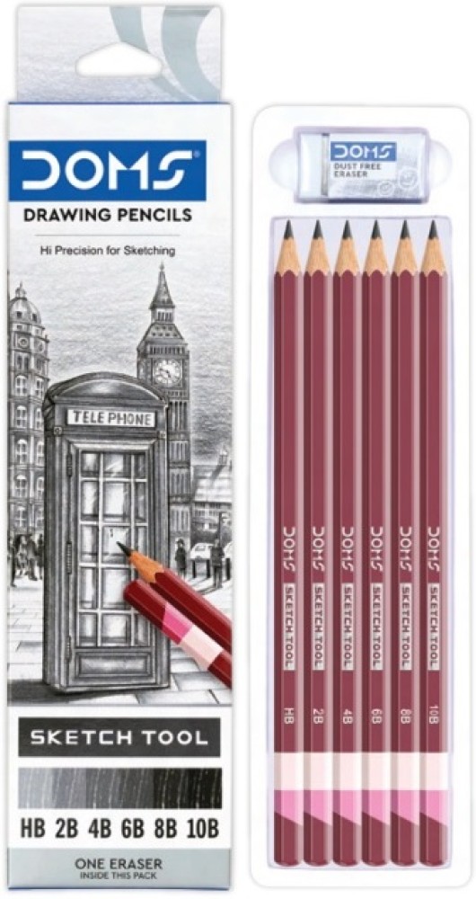 DOMS DRAWING PENCIL SET OF 6 WITH ERASER Pencil 