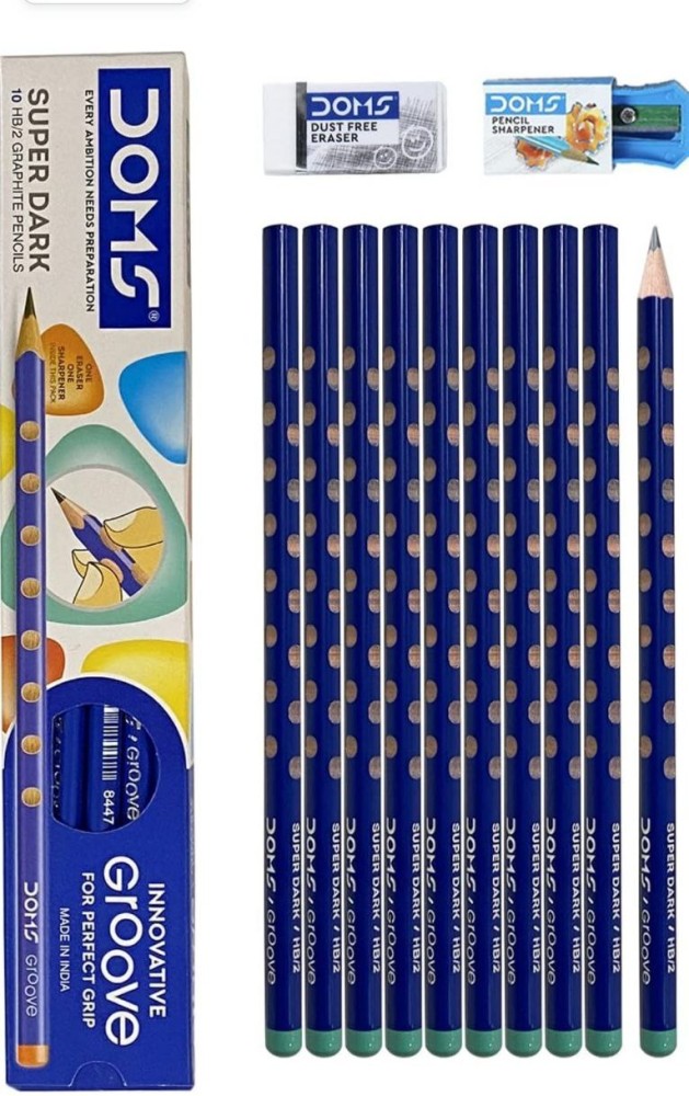 Graphite pencil set, 2 HB graphite pencils + sharpener & eraser