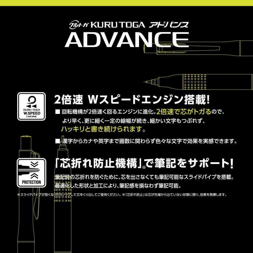  Uni Kurutoga Advance Upgrade Model 0.5mm Mechanical Pencil,  Gun Metallic Body (M510301P.43), Black : Office Products