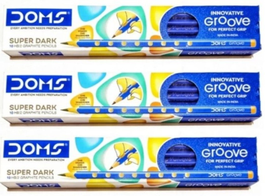  Doms Groove Super Dark Graphite Pencils, Innovative Groove  For Perfect Grip