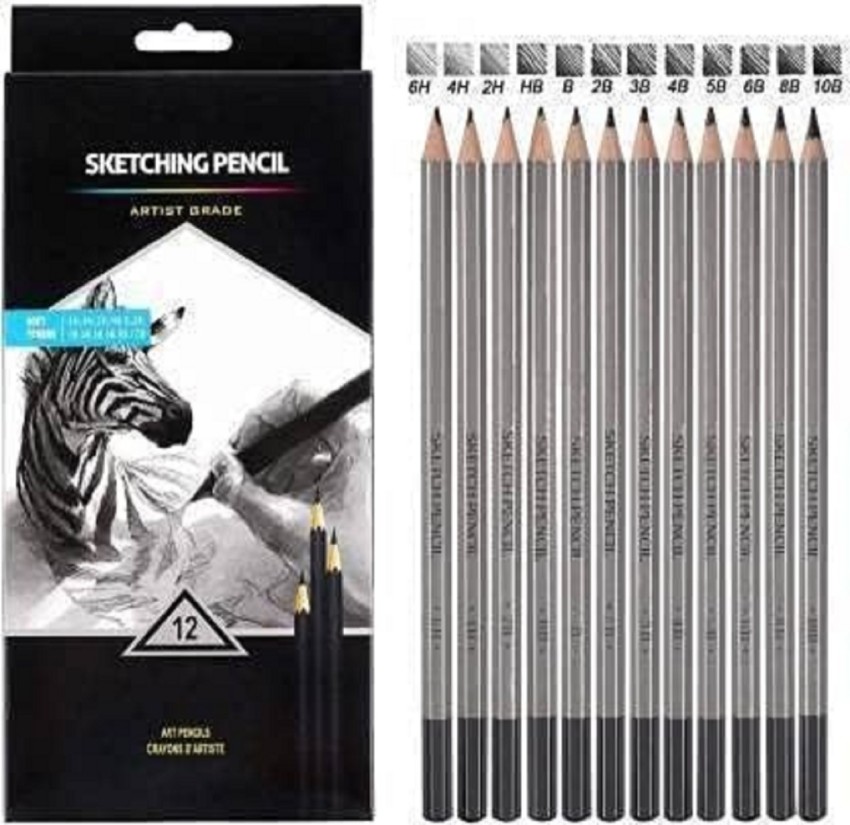 12 Sketching Artist Pencils for Drawing Kids Learn Graded Pencil 6B 6H  Sketch 