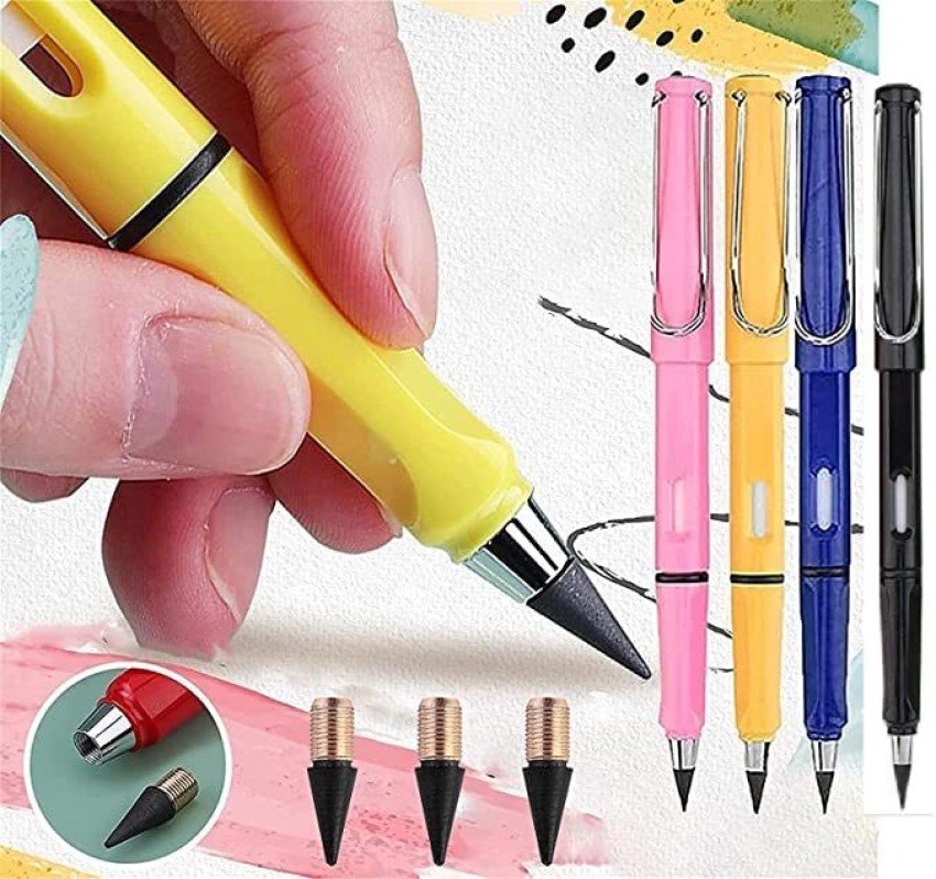 1x Office Everlasting Pencil Eternal Metal Pen Inkless Pen Student Painting H2i2, Yellow
