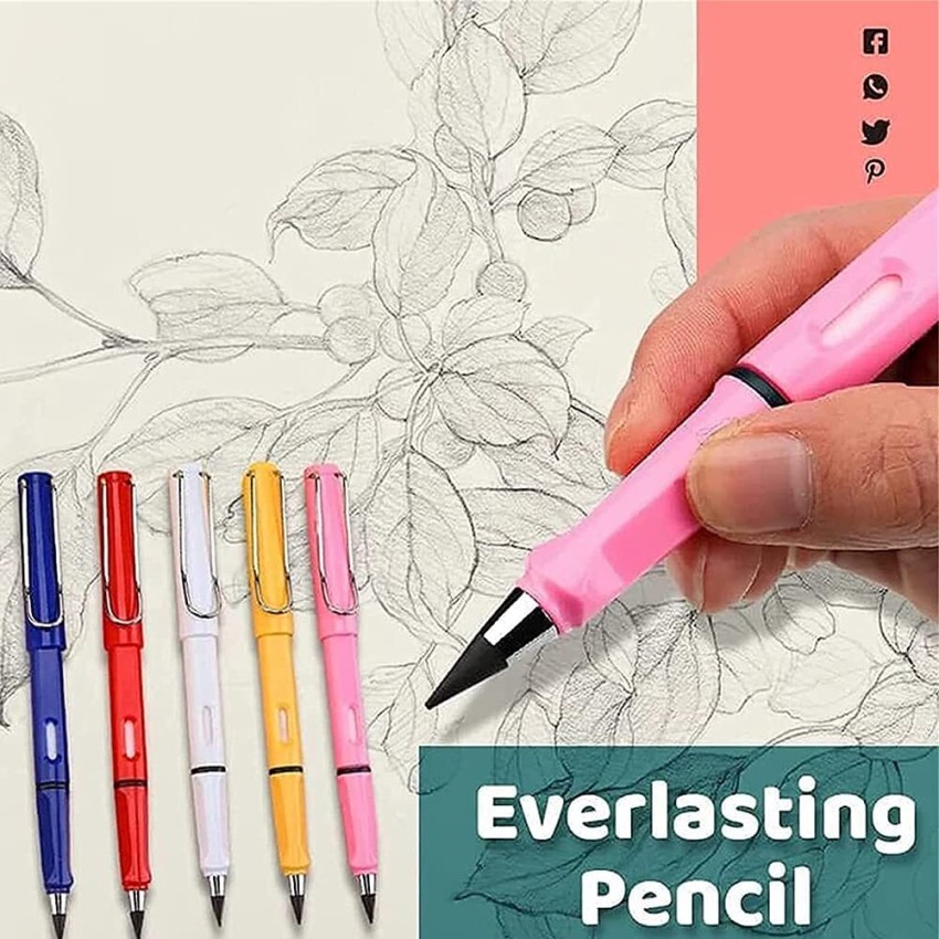 100Pcs Inkless Pencil Everlasting Pencil Eternal With Eraser Infinity  Reusable Pencil For Writing Drawing