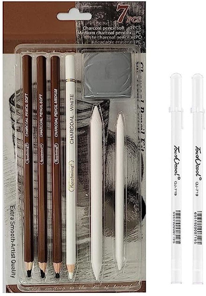 DEZIINE Art Charcoal Pencil Kit with Blending