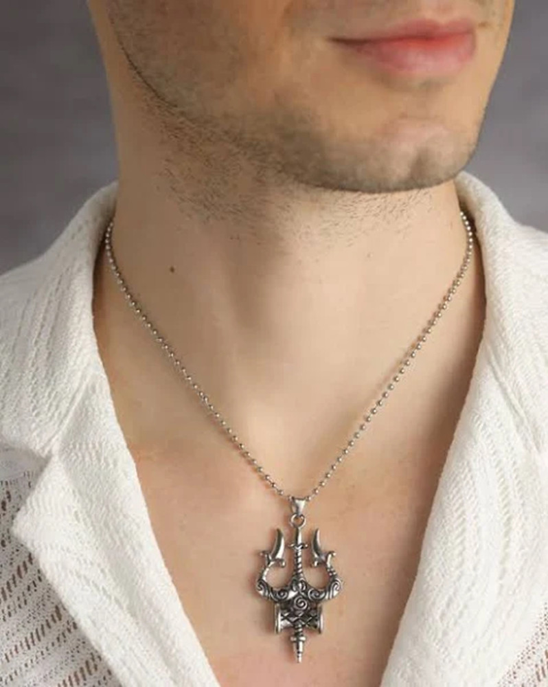 AJTA Lord Shiva Trishul Damru locket with chain Stainless Steel Locket Set Price in India Buy AJTA Lord Shiva Trishul Damru locket with chain Stainless Steel Locket Set Online at Best