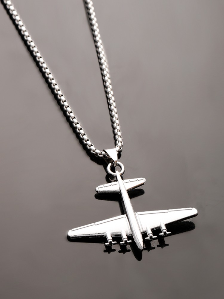 Airplane and Gear Necklace for Men in Sterling hotsell Silver