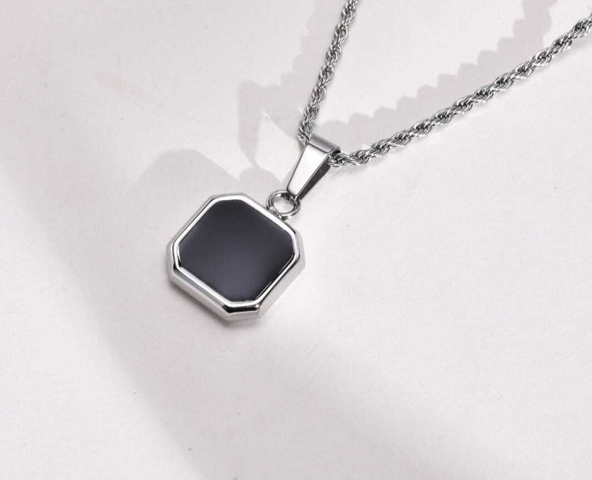 Mens black stone on sale necklace