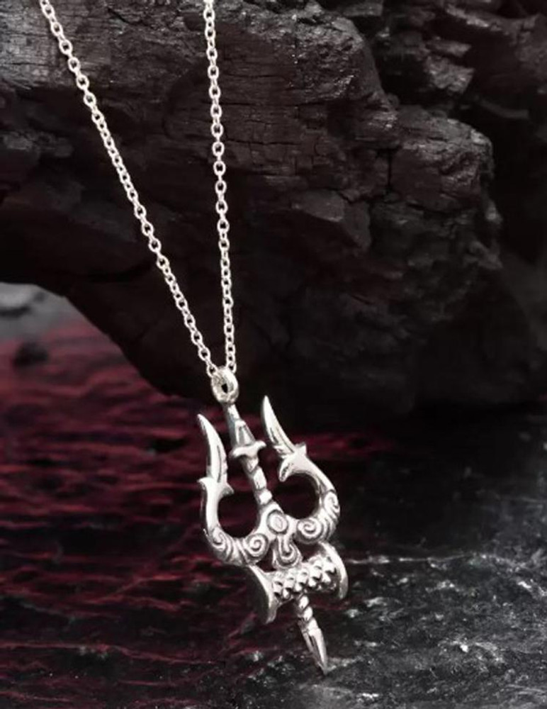 Trishul damru silver pendant deals