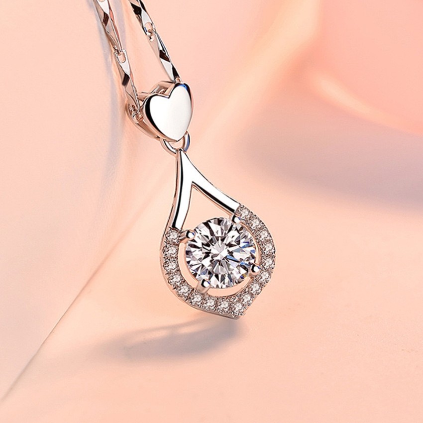 MYKI Heart drop Necklace Fashion Jewelry For Women & girls Silver Swarovski  Zirconia Sterling Silver Pendant Price in India - Buy MYKI Heart drop  Necklace Fashion Jewelry For Women & girls Silver