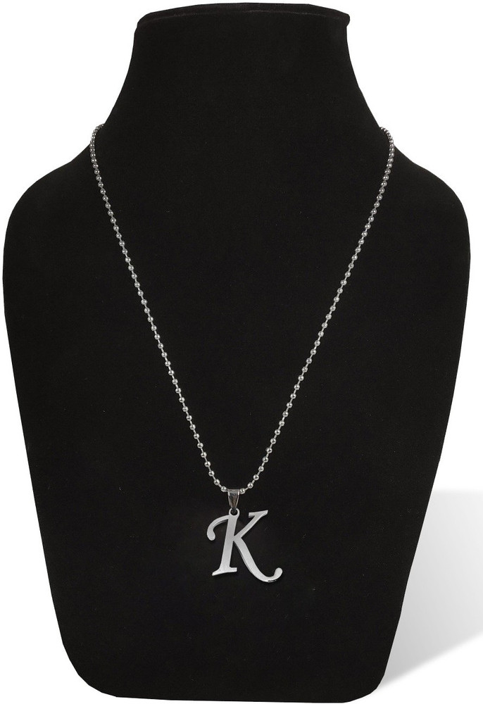 Uniqon Silver Name English Alphabet K Letter Pendant Locket Necklace With Ball Chain Silver Stainless Steel Locket Set Price in India Buy Uniqon Silver Name English Alphabet K Letter Pendant Locket