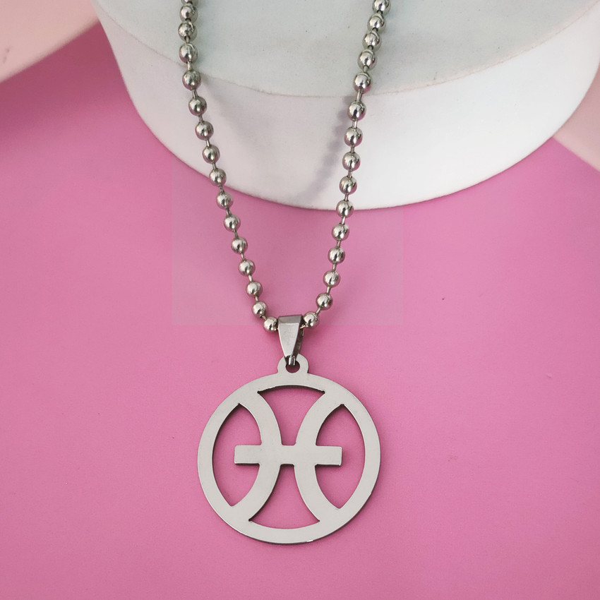 M Men Style Horoscope Pisces logo Zodiac signSilver Stainless Steel Pendant Necklace Sterling Silver Stainless Steel Pendant Price in India Buy M Men Style Horoscope Pisces logo Zodiac signSilver Stai...