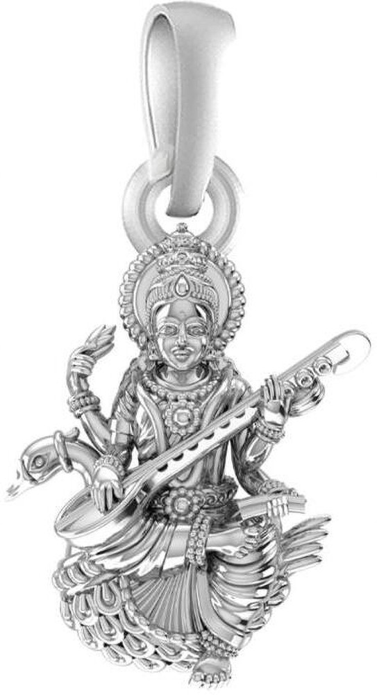 Akshat Sapphire Sterling Silver 92.5 purity Goddess Maa Saraswati Pendant for Men Women Pure Silver Lorddess Maa Saraswati Locket for Good Health Wealth Sterling Silver Pendant Price in India