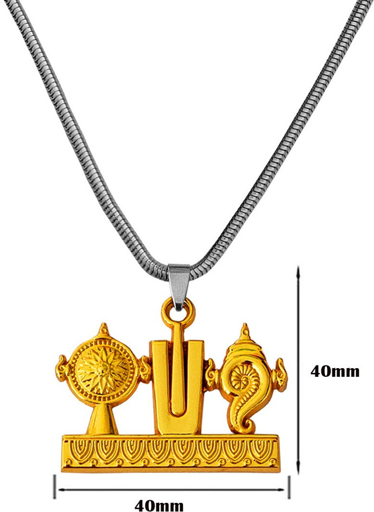M Men Style Religious Lord Tirupati Balaji Shanku Chakra Namam Pendant Necklace Rhodium Zinc Metal Pendant Price in India Buy M Men Style Religious Lord Tirupati Balaji Shanku Chakra Namam Pendant