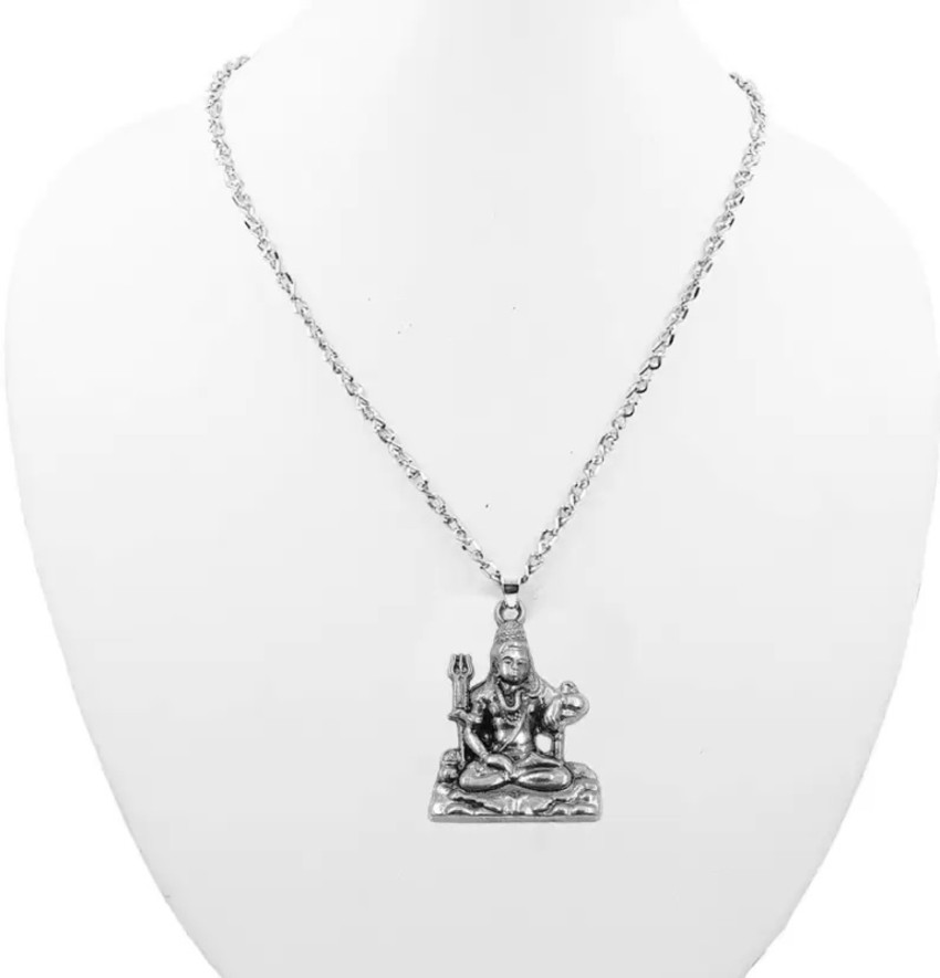 Dulci Silver Plated Hindu God Lord Shiva Pendant Chain Necklace Spiritual  Jewelry for Men Women