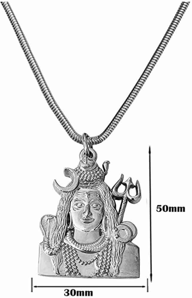 Silver Stainless Steel Pendant Mahadev Mahakal Bholenath Lord Shiva Trishul  Locket Pendant for Men and Women