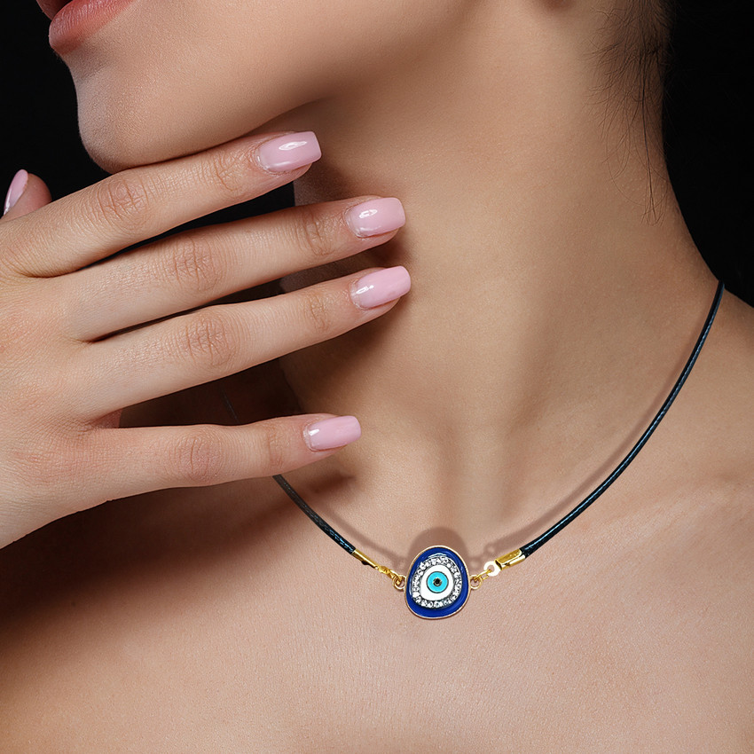 Shubhanjali Blue Evil Eye Pendant Lucky Charm Meena Necklace for Men and Women Black Thread Crystal Pendant Price in India Buy Shubhanjali Blue Evil Eye Pendant Lucky Charm Meena Necklace for