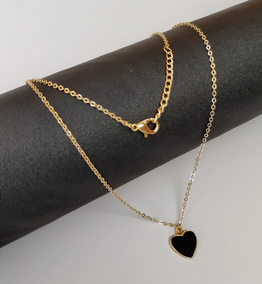 Anna Stella Stylish Gold Chain Plated Black Heart Pendant Necklace for Women  and Girls Metal Pendant Price in India - Buy Anna Stella Stylish Gold Chain  Plated Black Heart Pendant Necklace for