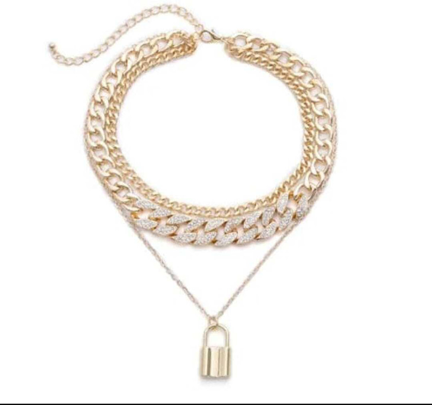 SUMANYA Hip hop necklace set for girls or women 3 layers stylish