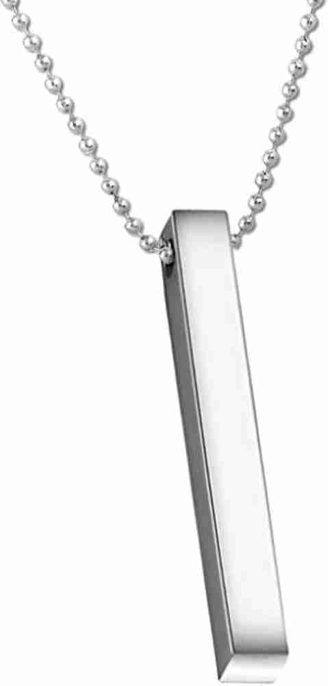 Men's Jewellery 3D Cuboid Vertical Bar/Stick Stainless Steel Locket Pendant  Necklace for Boys and Men/love