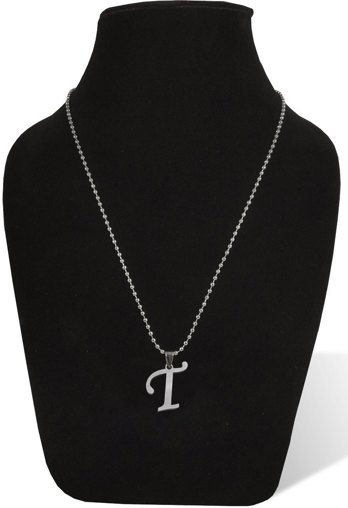 De Ultimate Silver Name English Alphabet T Letter Pendant Locket