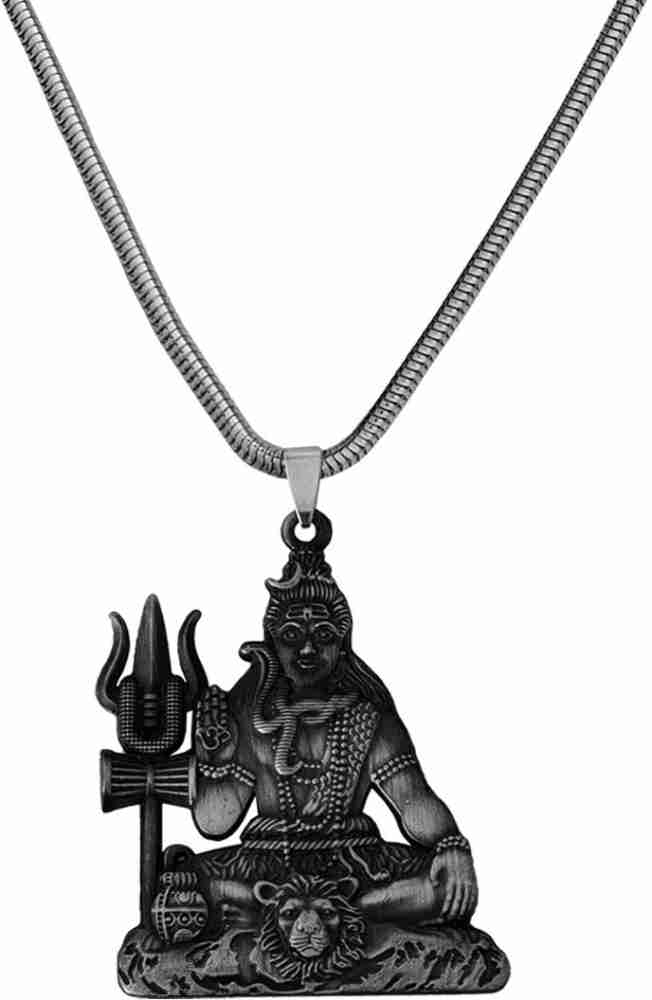 Silver Stainless Steel Pendant Mahadev Mahakal Bholenath Lord Shiva Trishul  Locket Pendant for Men and Women